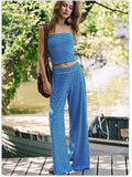 Women's Striped Tube Top & Pants Set – 2-Piece Modal Matching Outfit