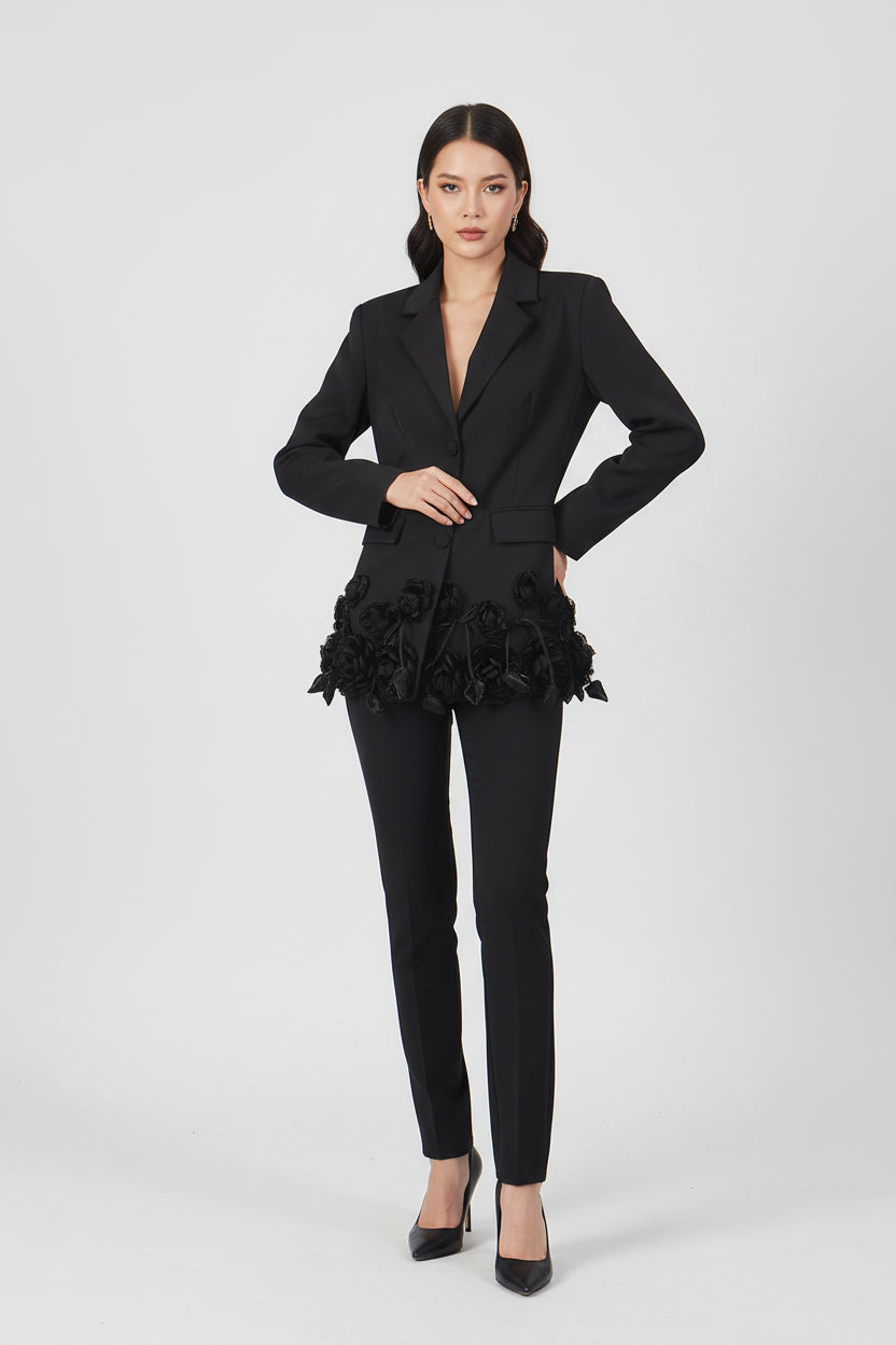 Women's Elegant 3D Floral Loose-Fit Blazer – Regular Length
