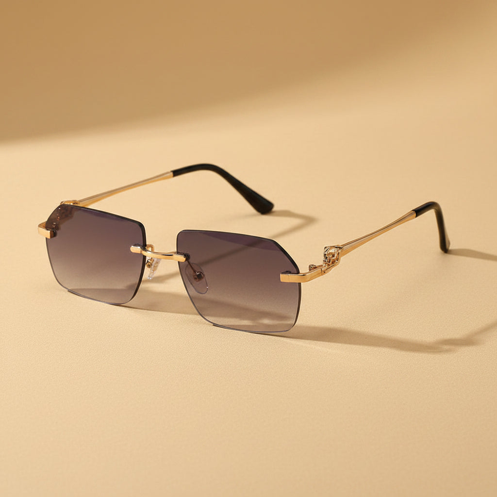 Gold Frame Cheetah Rimless Sunglasses – INS Hip-Hop Style