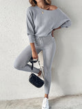 Long-Sleeve Pullover & High-Waist Drawstring Pants Two-Piece Set