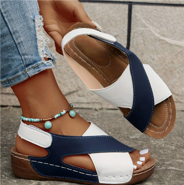 Women's Platform Roman Sandals | Open Toe Velcro Beach Sandals