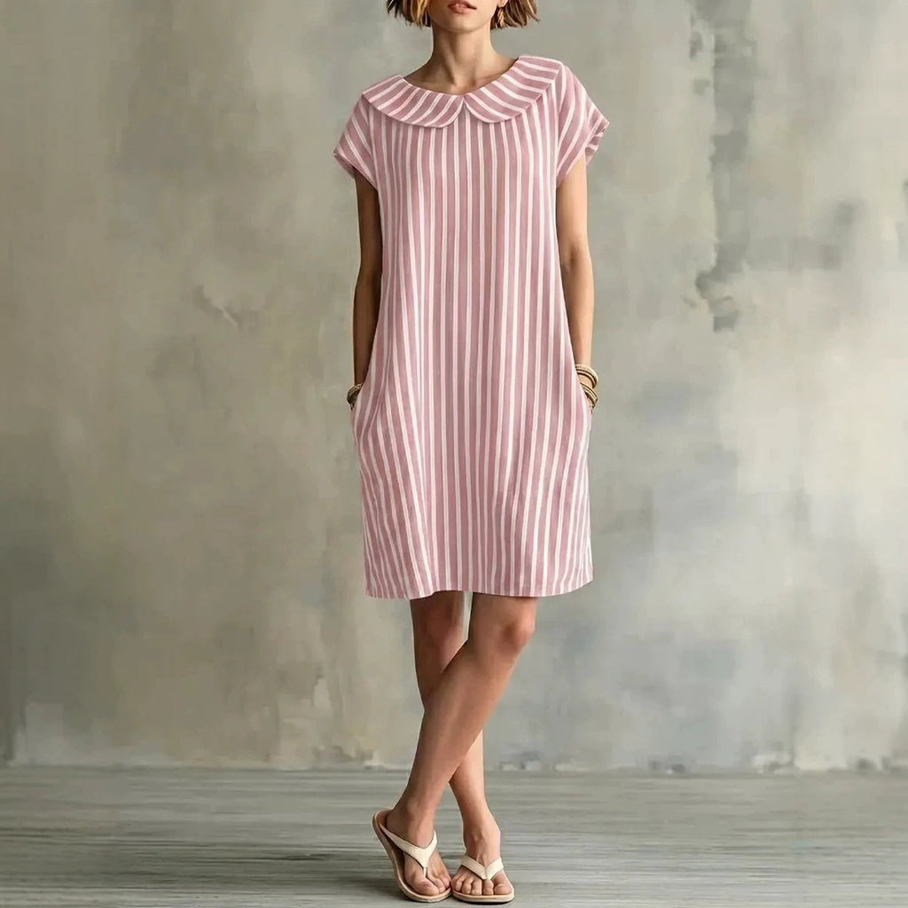 Women's Striped Bodycon Midi Dress – High-Waist Sleeveless