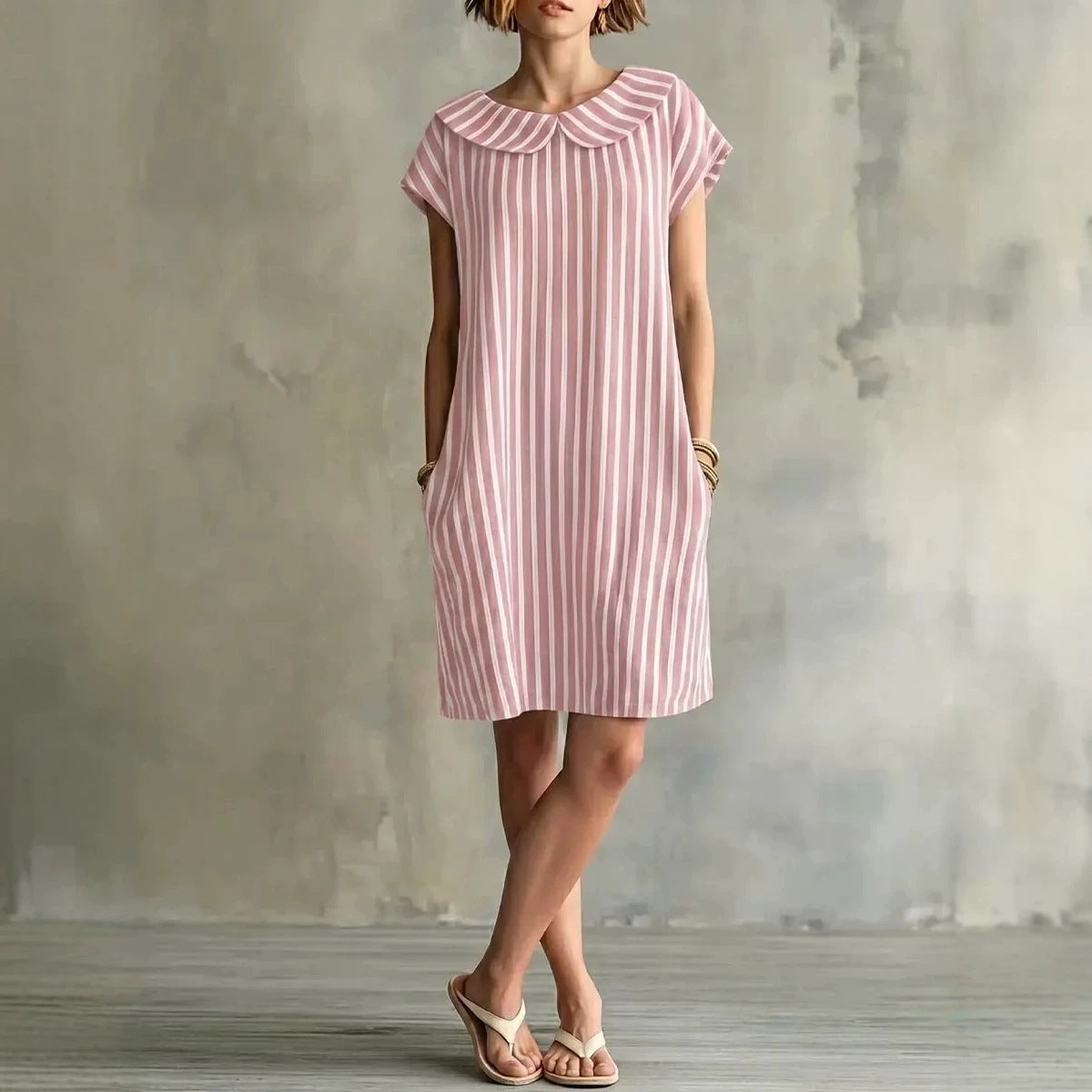 Women's Striped Bodycon Midi Dress – High-Waist Sleeveless