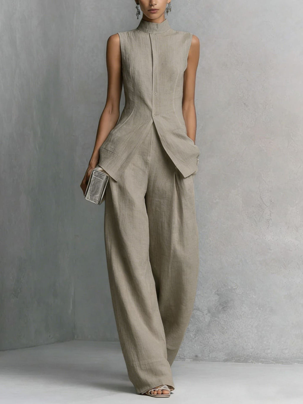 Women's Solid Color Sleeveless Top & Long Pants Two-Piece Set – 4 Colors XS–XXL