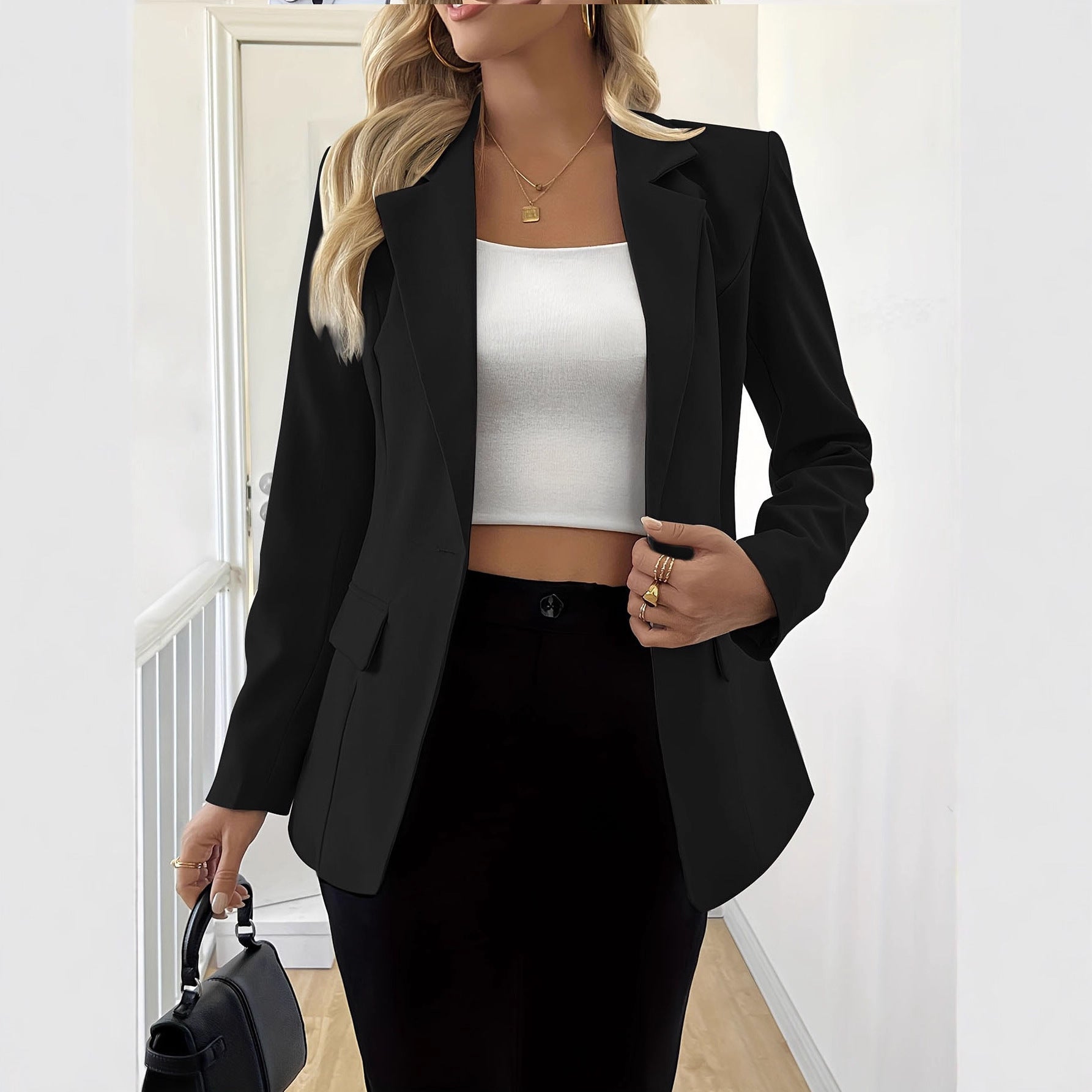 Long-Sleeve Single-Button Jacket – 4 Colors, S–3XL