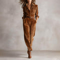 Notched Lapel Wide-leg Jumpsuit