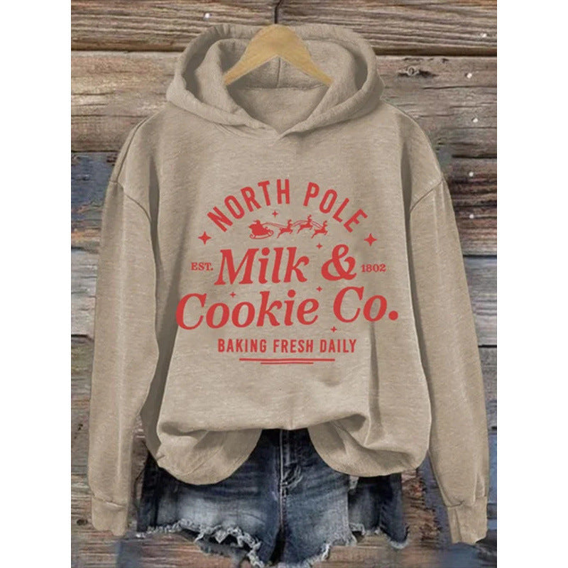 Women’s Printed Hooded Long Sleeve Pullover Sweatshirt