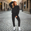 👚 Women's Solid Color Round Neck Pullover Sweatshirt & Pants Set