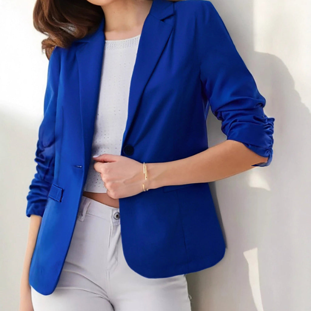 Women’s Three-Quarter Sleeve Pleated Office Blazer