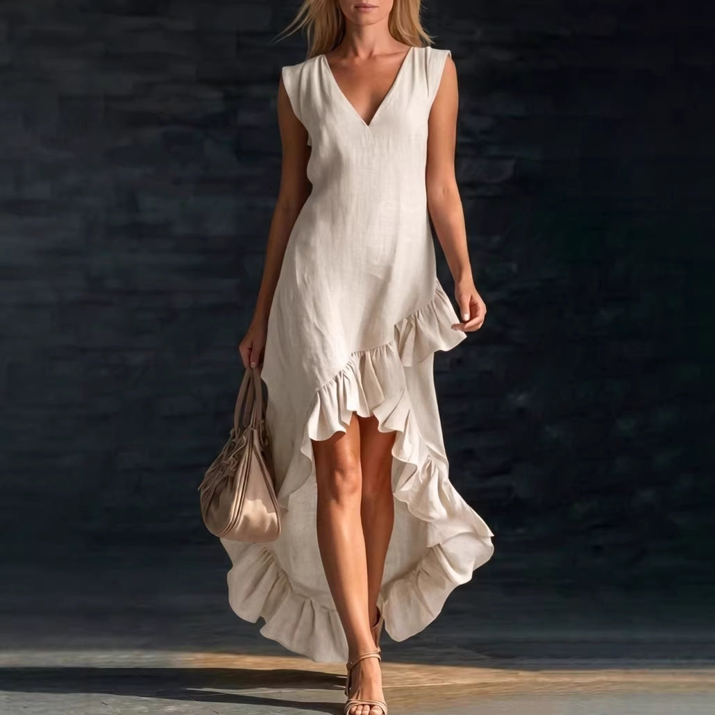 Cotton Long Sleeveless Casual Dress for Women