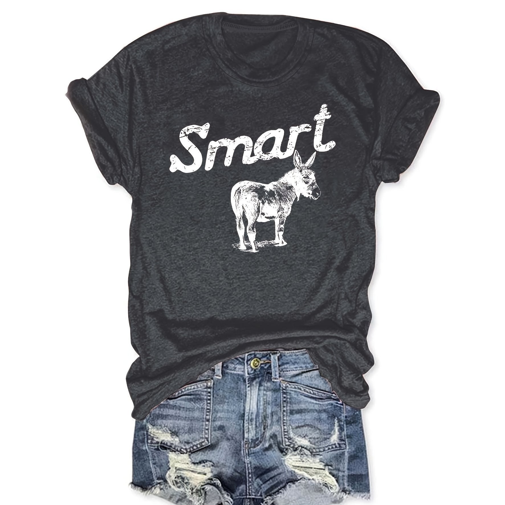 Women's Round Neck Short Sleeve T-Shirt - Casual Summer Top