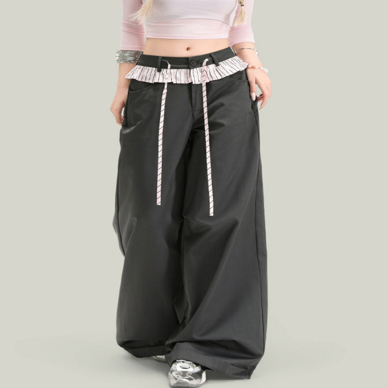 Women’s Vintage Lace Panel Casual Pants