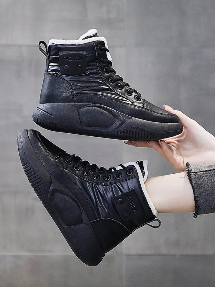 Women’s Plush-Lined Snow Boots – Non-Slip Lace-Up Winter Shoes