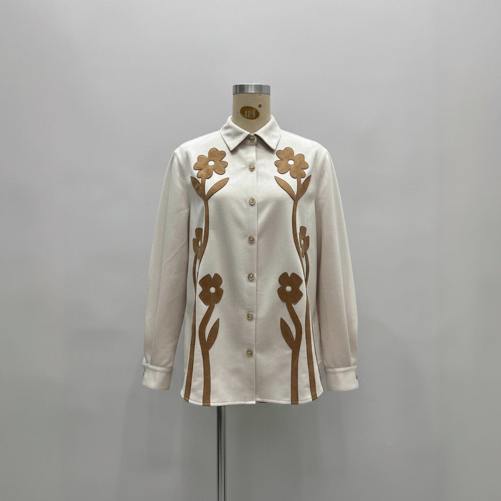 Women's Floral Print Long Sleeve Shirt Jacket – Versatile Oversized Button-Up Top