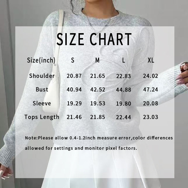 Women's Elegant Floral Sweater - Crew Neck Long Sleeve Casual Pullover
