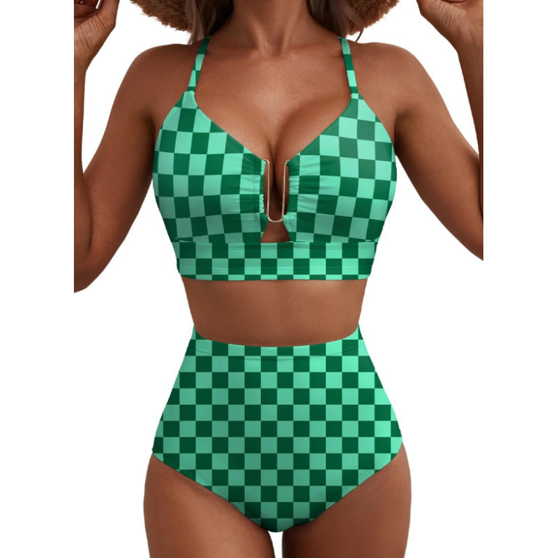 Women's Floral Print High-Waist U-Wire Bikini Set
