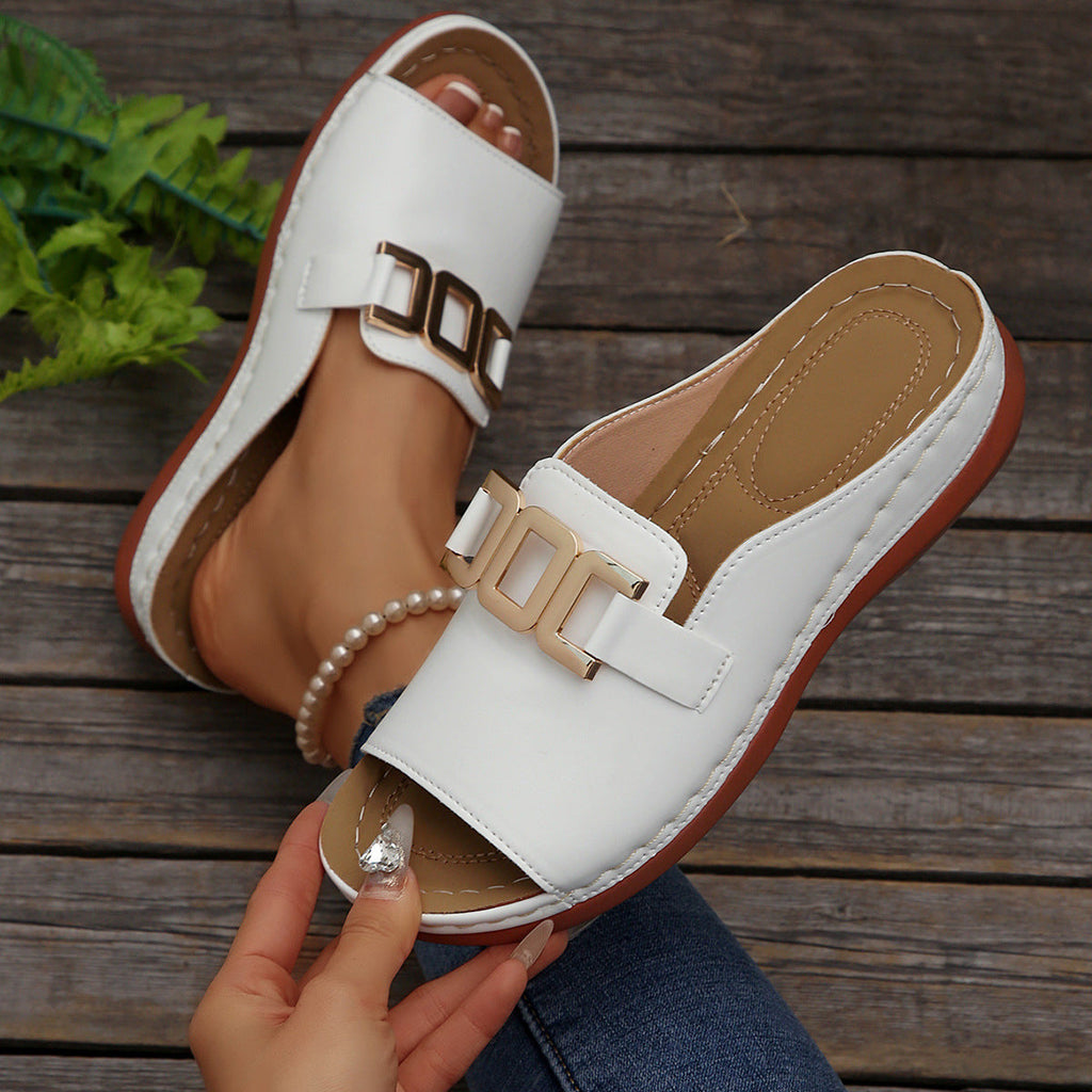 Chain Wedge Platform Peep-Toe Sandals – 5 Colors EU 36–45