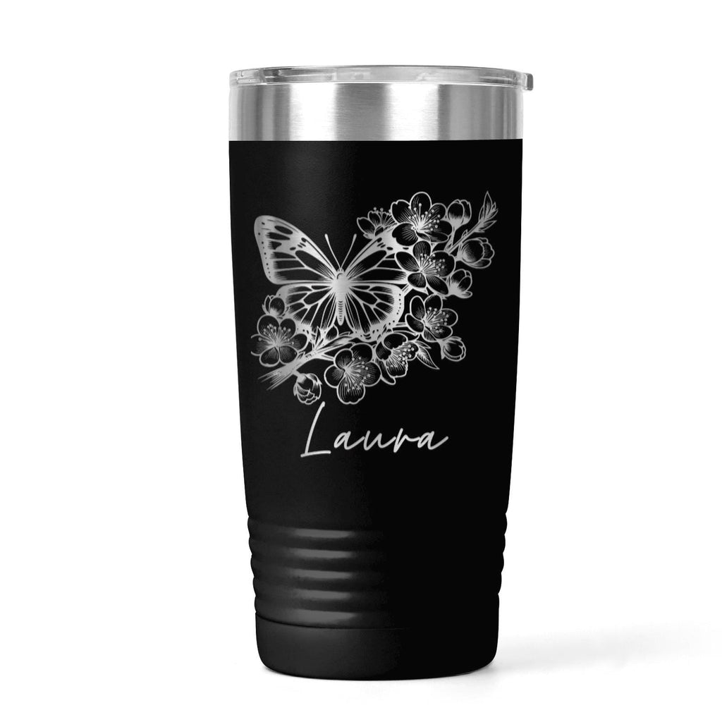 Personalized Butterfly Tumbler - Custom Insulated 20 oz Stainless Steel Mug