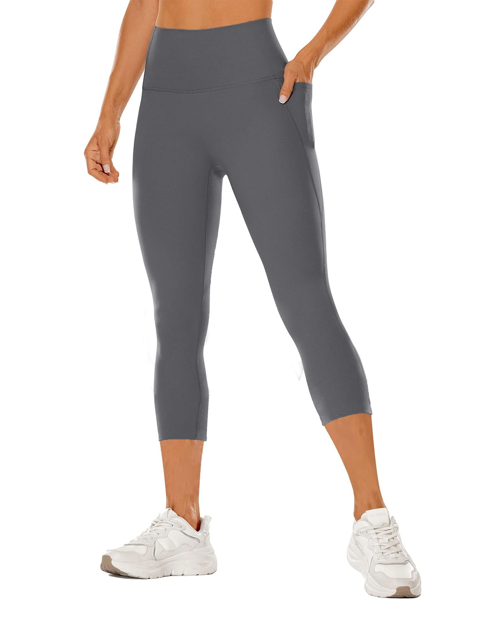 High-waisted cropped yoga pants with pockets