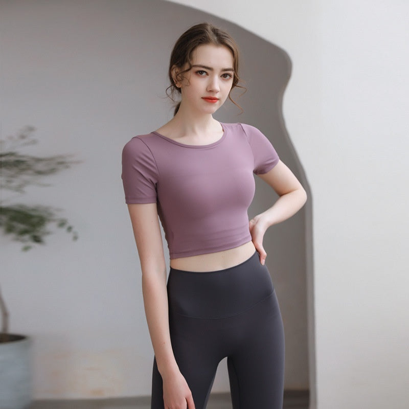 Tight Fit Yoga Top With Chest Pad Beauty Back Breathable