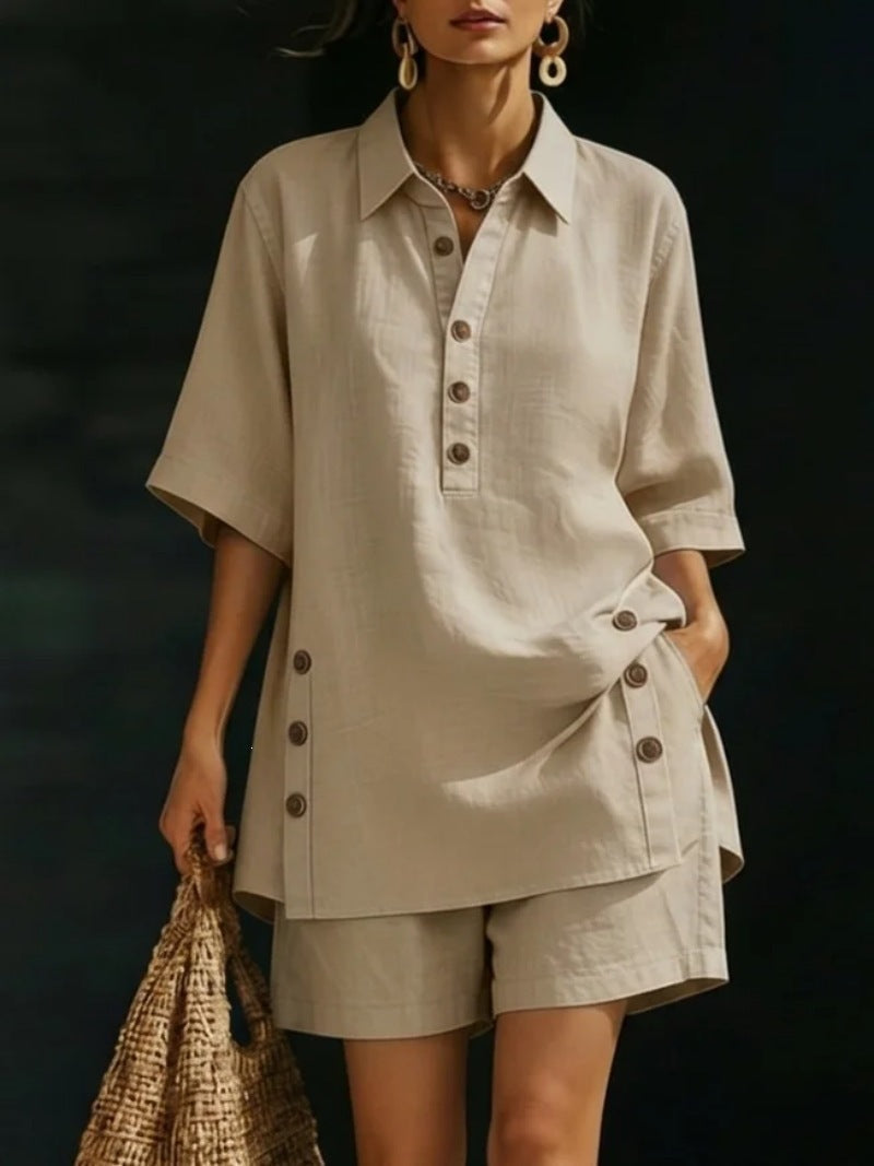 Short-Sleeve Shirt & Loose Pants Two-Piece Set – 4 Colors, S–5XL