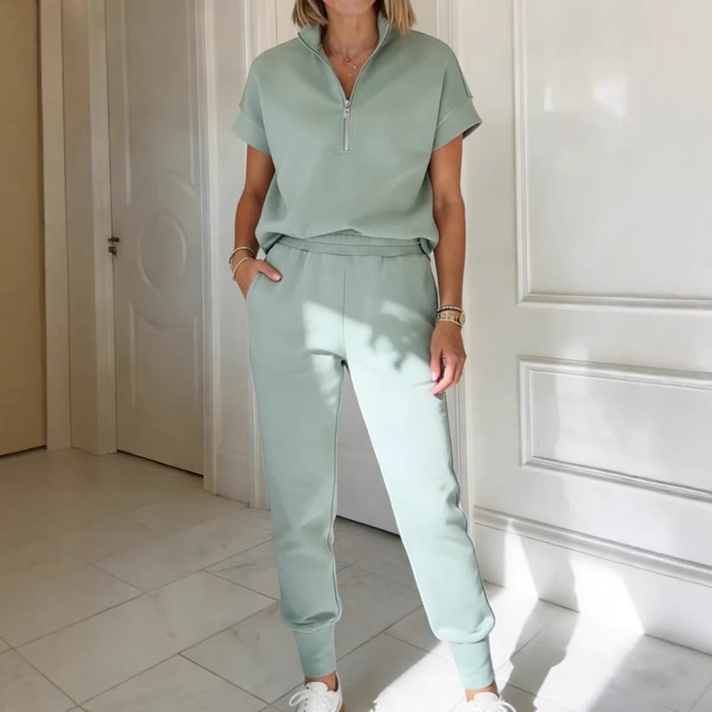 Athleisure Knit 3/4 Sleeve T-Shirt & Pants Set – 3 Colors, S–3XL
