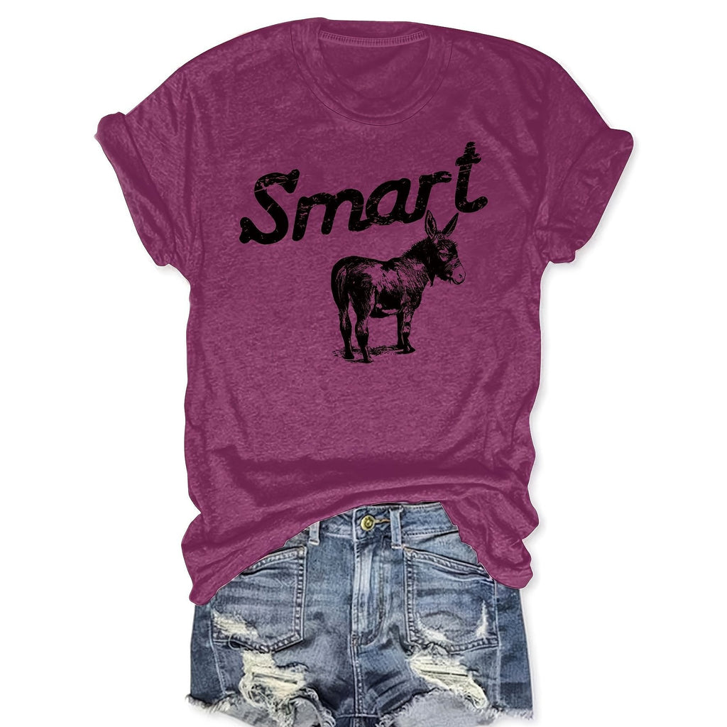 Women's Round Neck Short Sleeve T-Shirt - Casual Summer Top