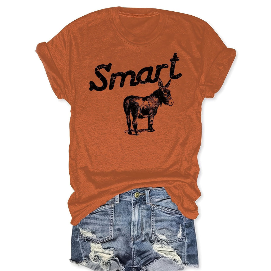 Women's Round Neck Short Sleeve T-Shirt - Casual Summer Top