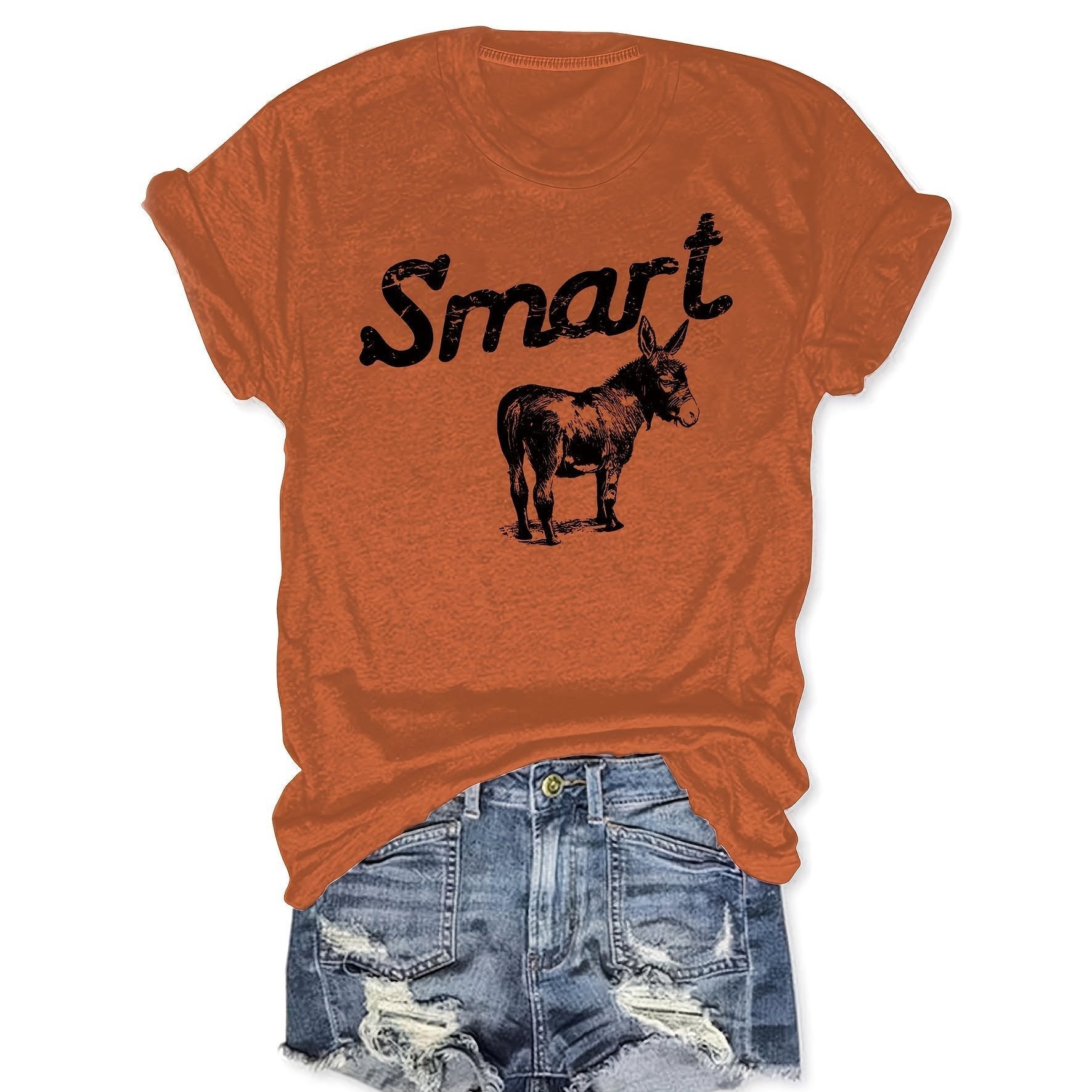 Women's Round Neck Short Sleeve T-Shirt - Casual Summer Top