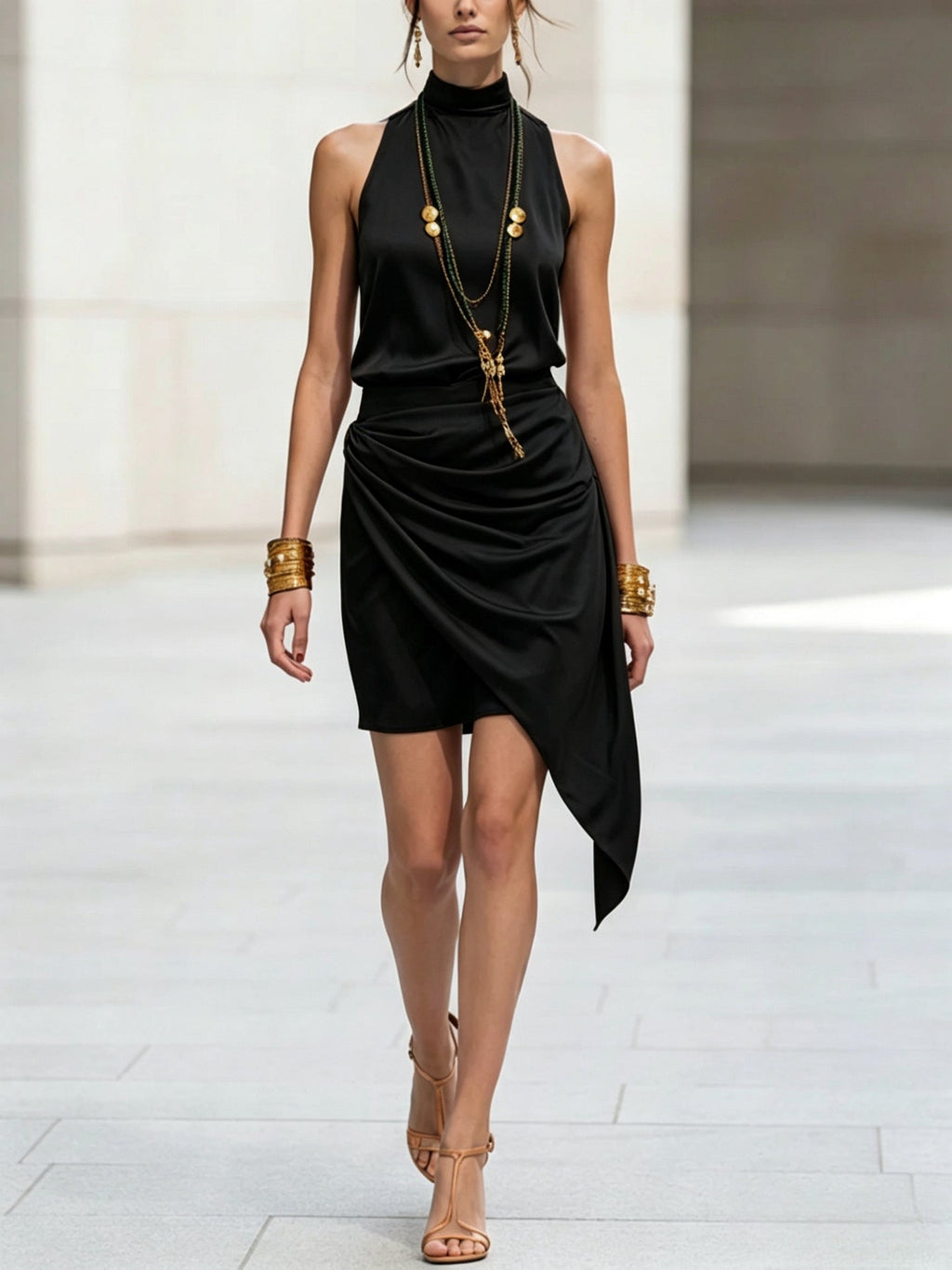 Women's Double-Layer Asymmetrical Hem Mini Skirt