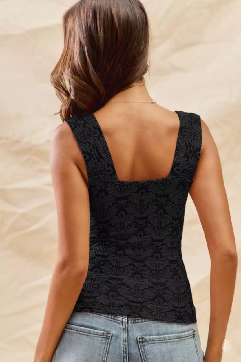 Women's Pleated Figure-flattering Square-neck Camisole