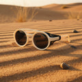 Retro Round Leather Frame Sunglasses – Vintage Fashion Eyewear