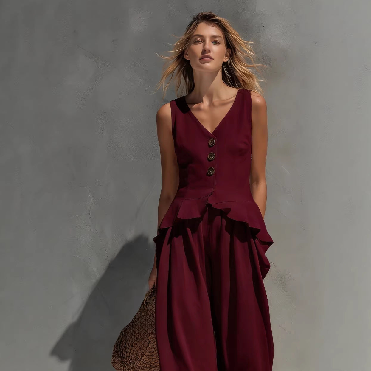 Women's Sleeveless Top & Wide-Leg Pants Two-Piece Set