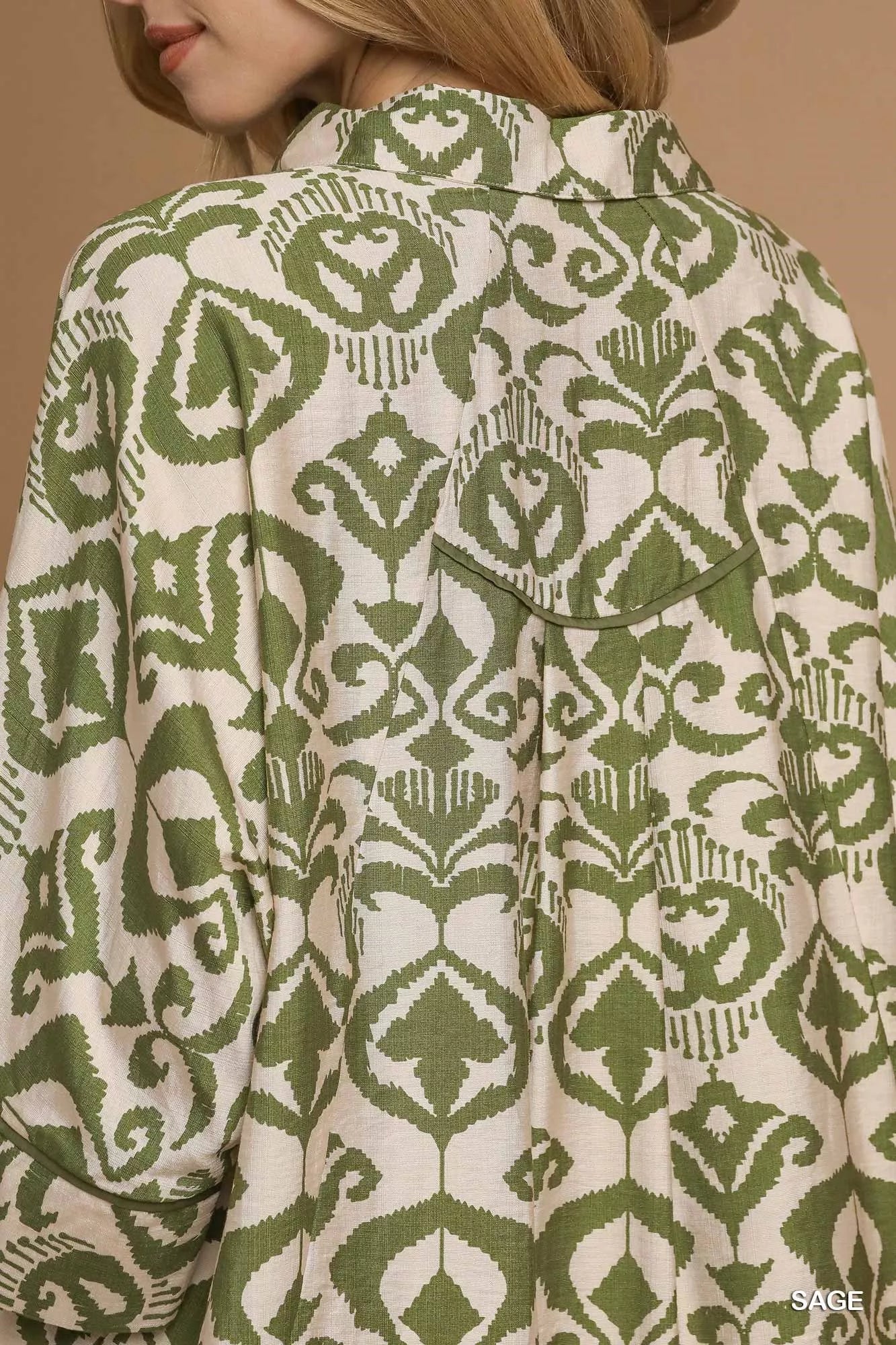 Umgee Abstract Print Button-Up Oversized Shirt