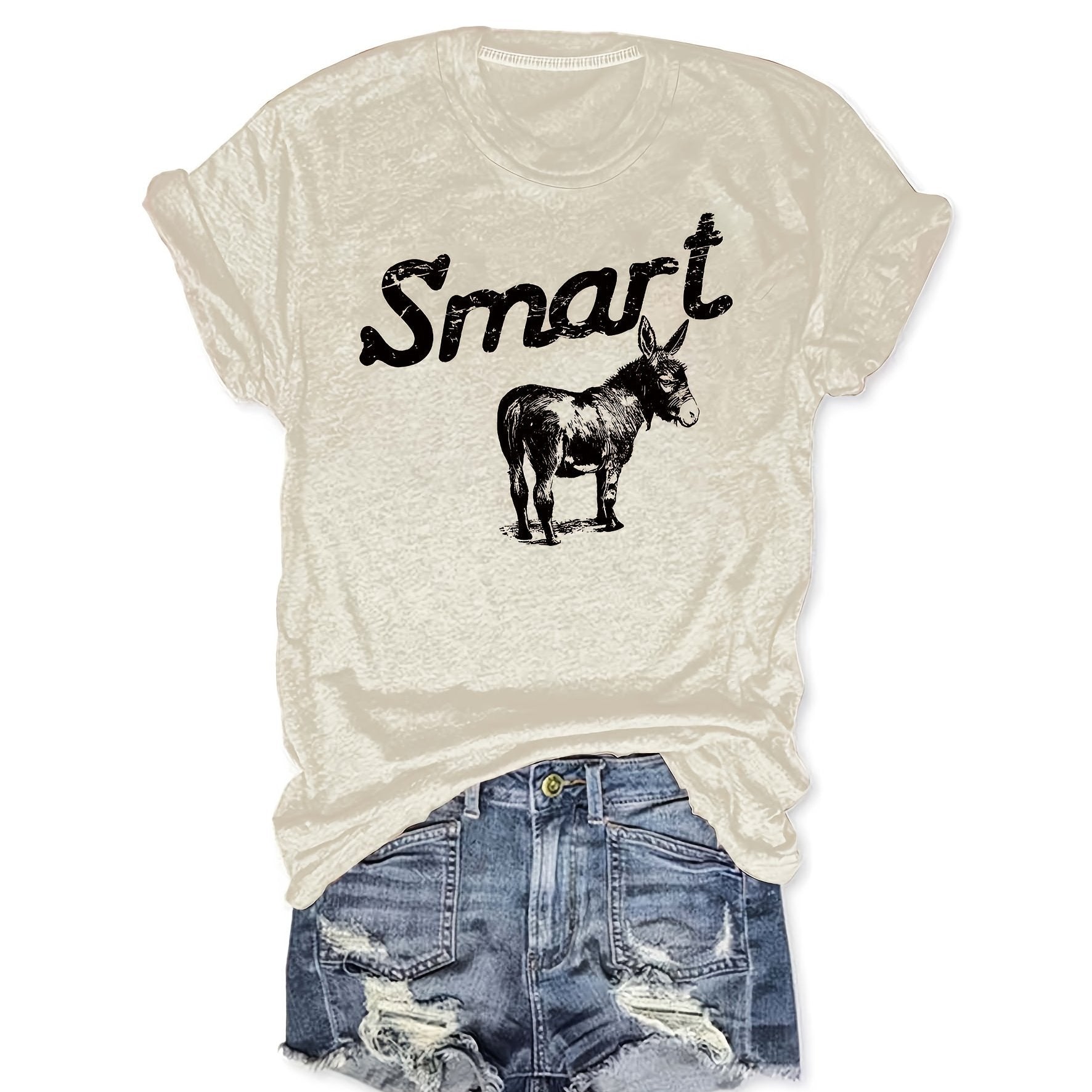 Women's Round Neck Short Sleeve T-Shirt - Casual Summer Top