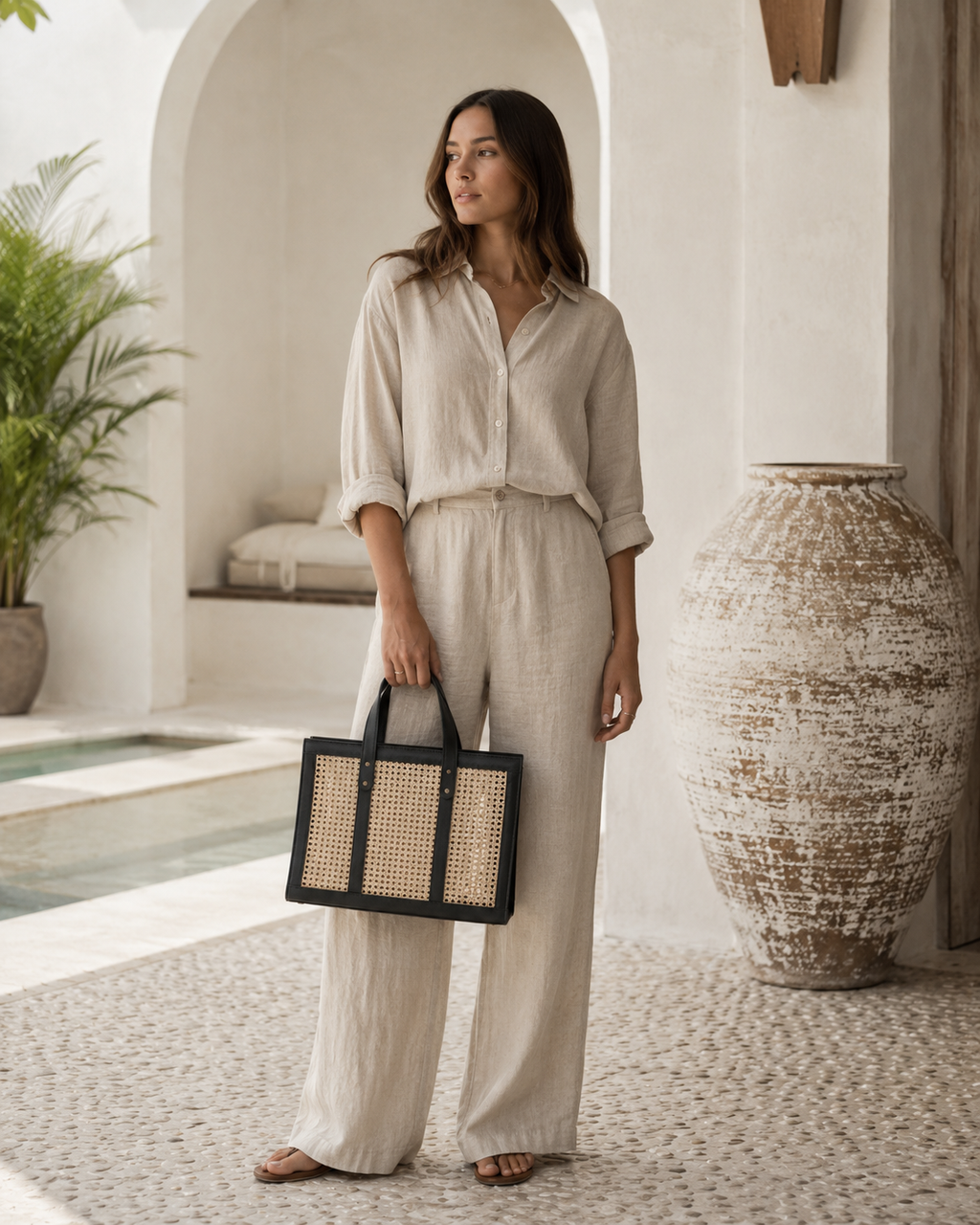 Raja Leather and Cane Everyday Bag