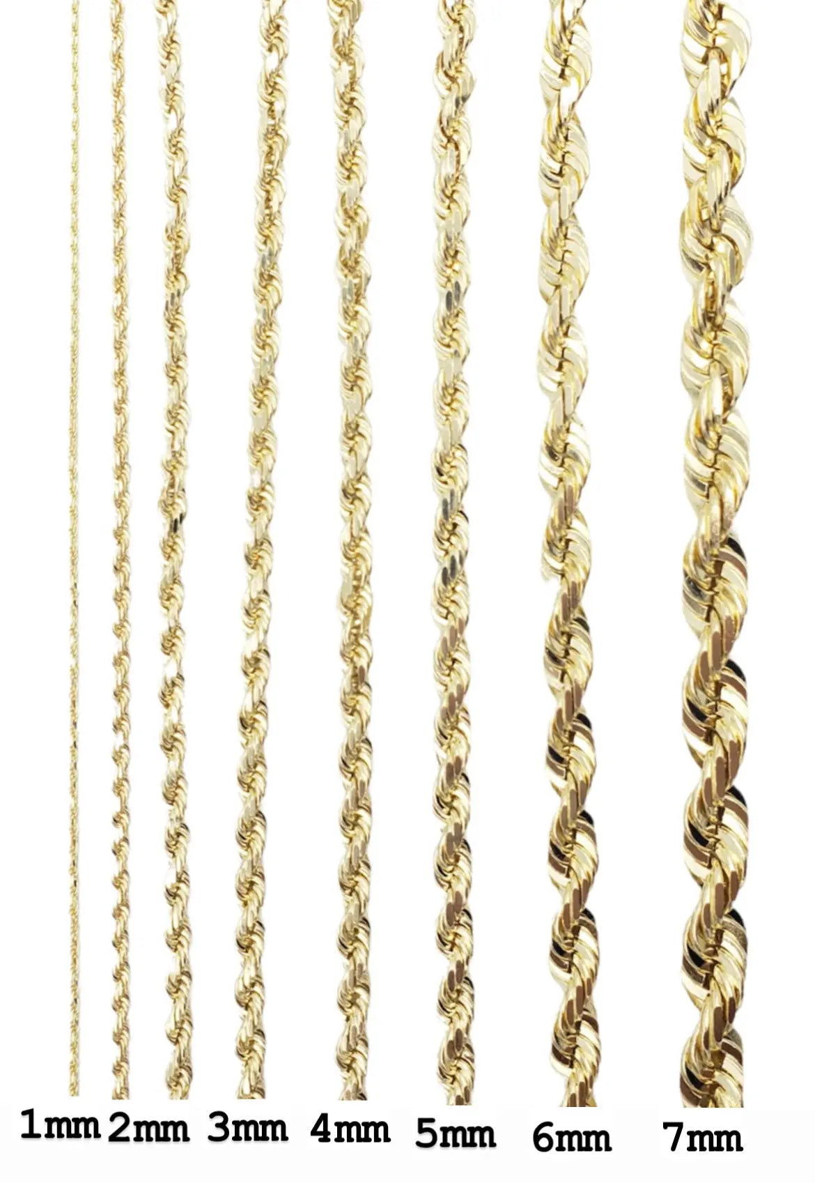 10K Solid Gold Rope Chain — Yellow Gold
