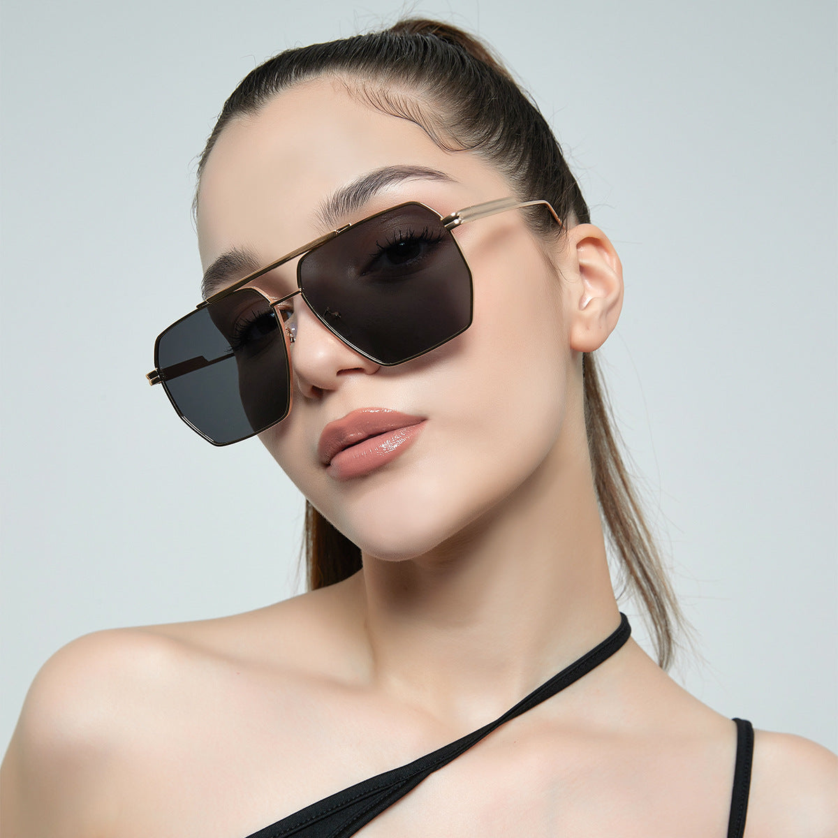 Double Beam Large Frame Sunglasses – Retro Fashion UV400