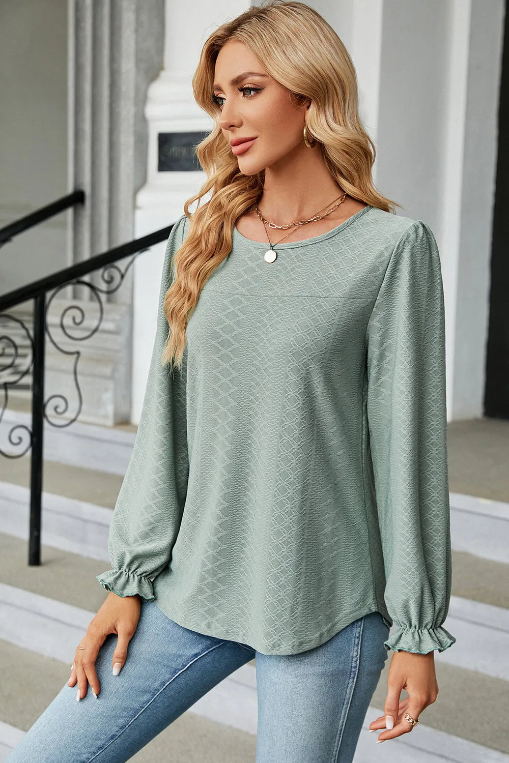 🌸 Round Neck Flounce Sleeve T-Shirt