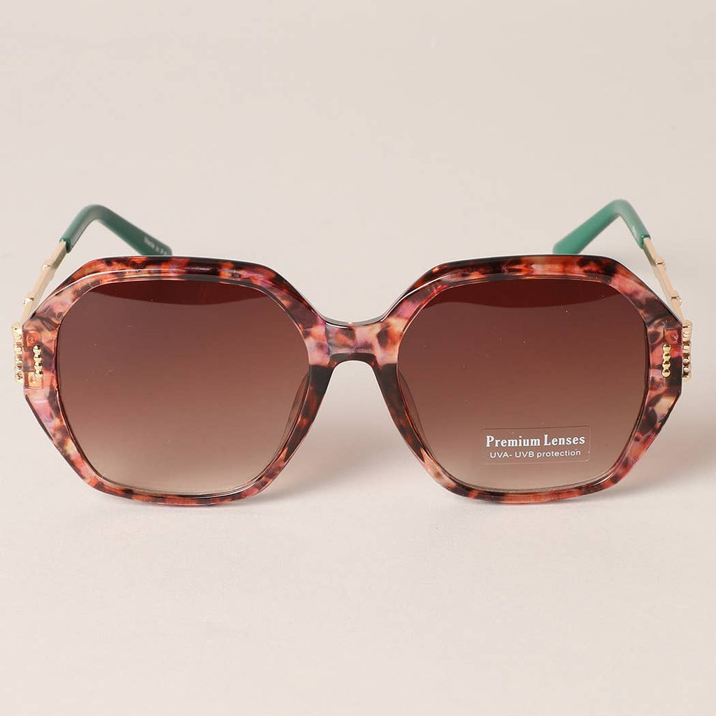 Hexagon Multi-Toned Large Lenses Sunglasses