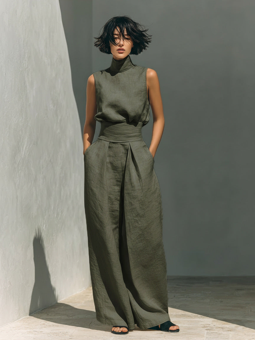 Women’s Two-Piece Set – Sleeveless Top & Wide-Leg Pants