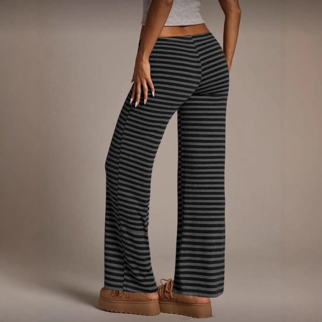 Women’s Striped Wide Leg Flared Casual Pants