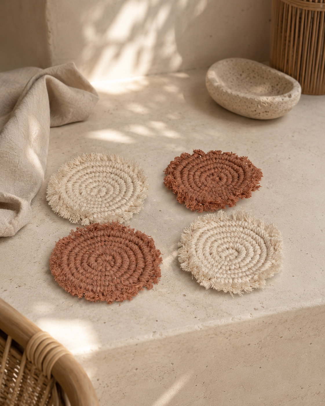 Natural Mixed Coaster Set