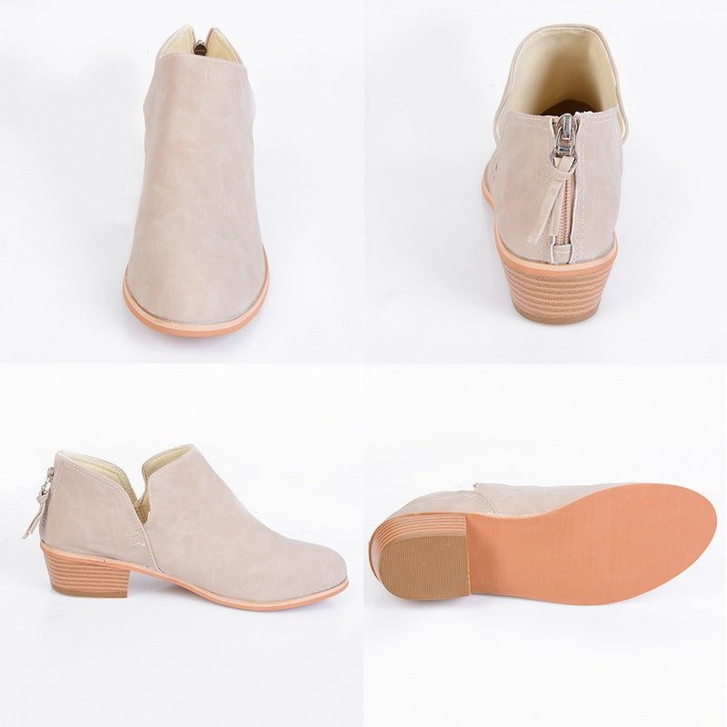 Women's Retro Chunky Heel Ankle Boots – Block Heel Faux Suede