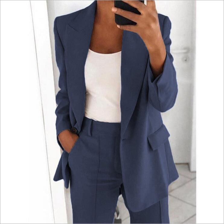 Lapel Blazer & Slim-Fit Trousers Two-Piece Suit – 10 Colors XS–5XL