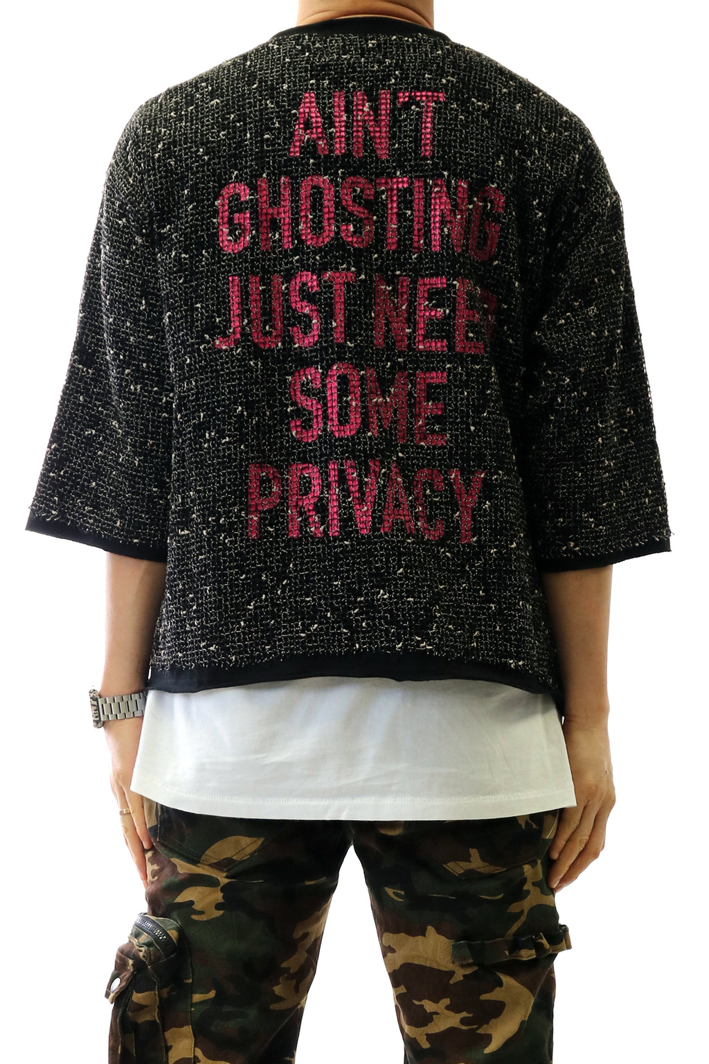 DIVINE S/N Jersey 3/4 Sleeve Crop Top Tee