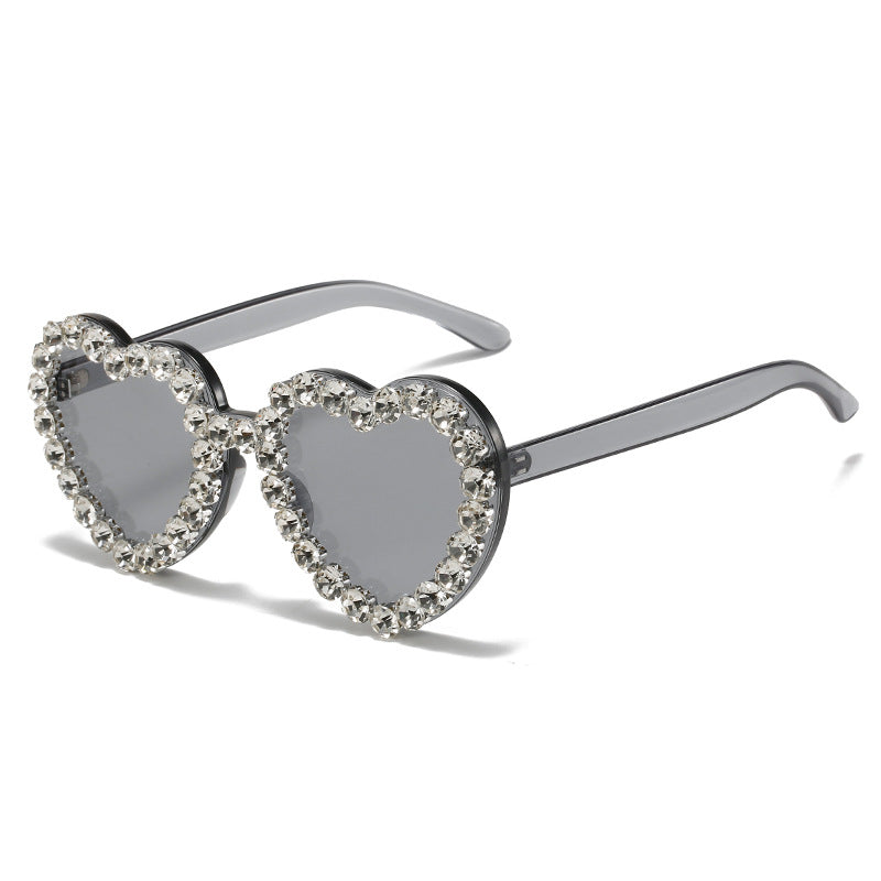 Peach Heart Rhinestone Sunglasses – Y2K INS Style