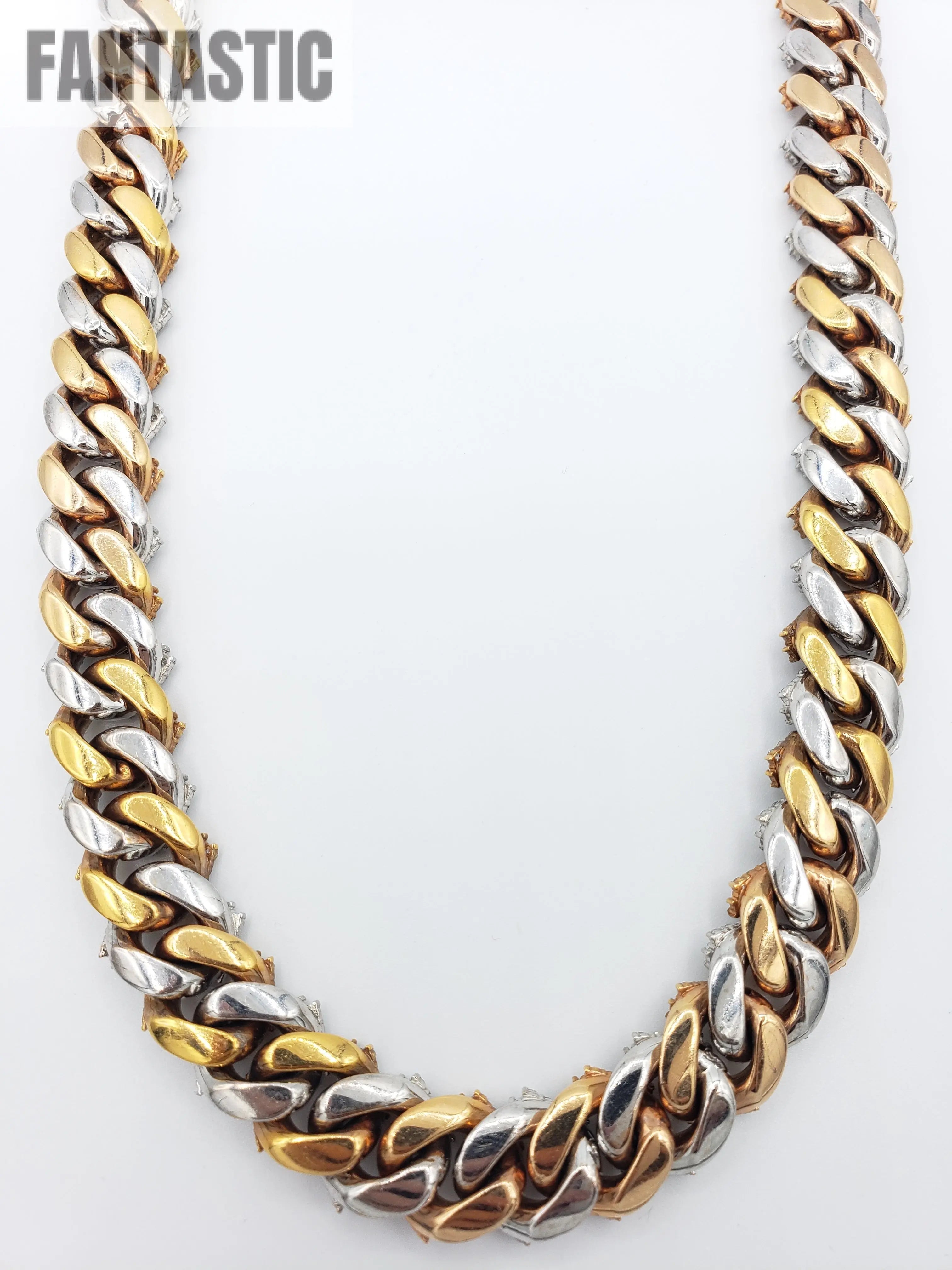 14K Gold- Diamond Miami Cuban Chain Tri-Color (264 Grams)