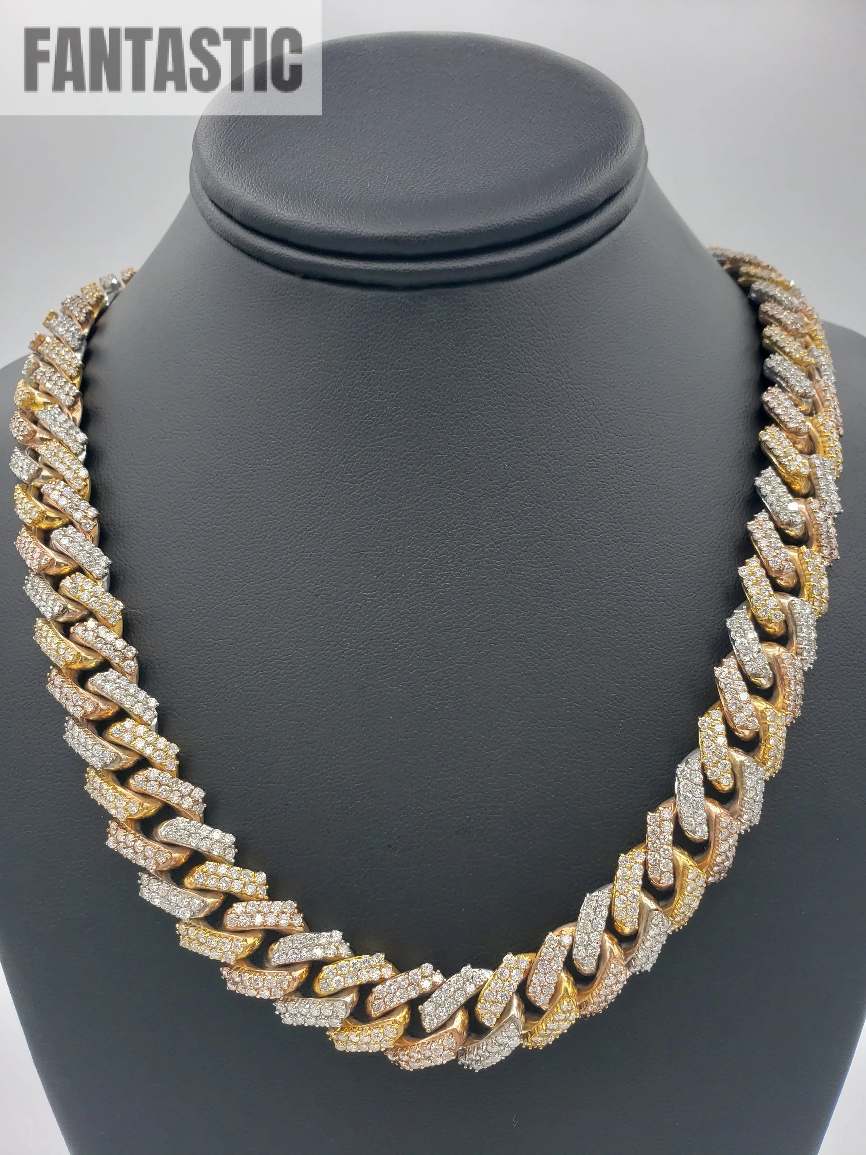14K Gold- Diamond Miami Cuban Chain Tri-Color (331 Grams)