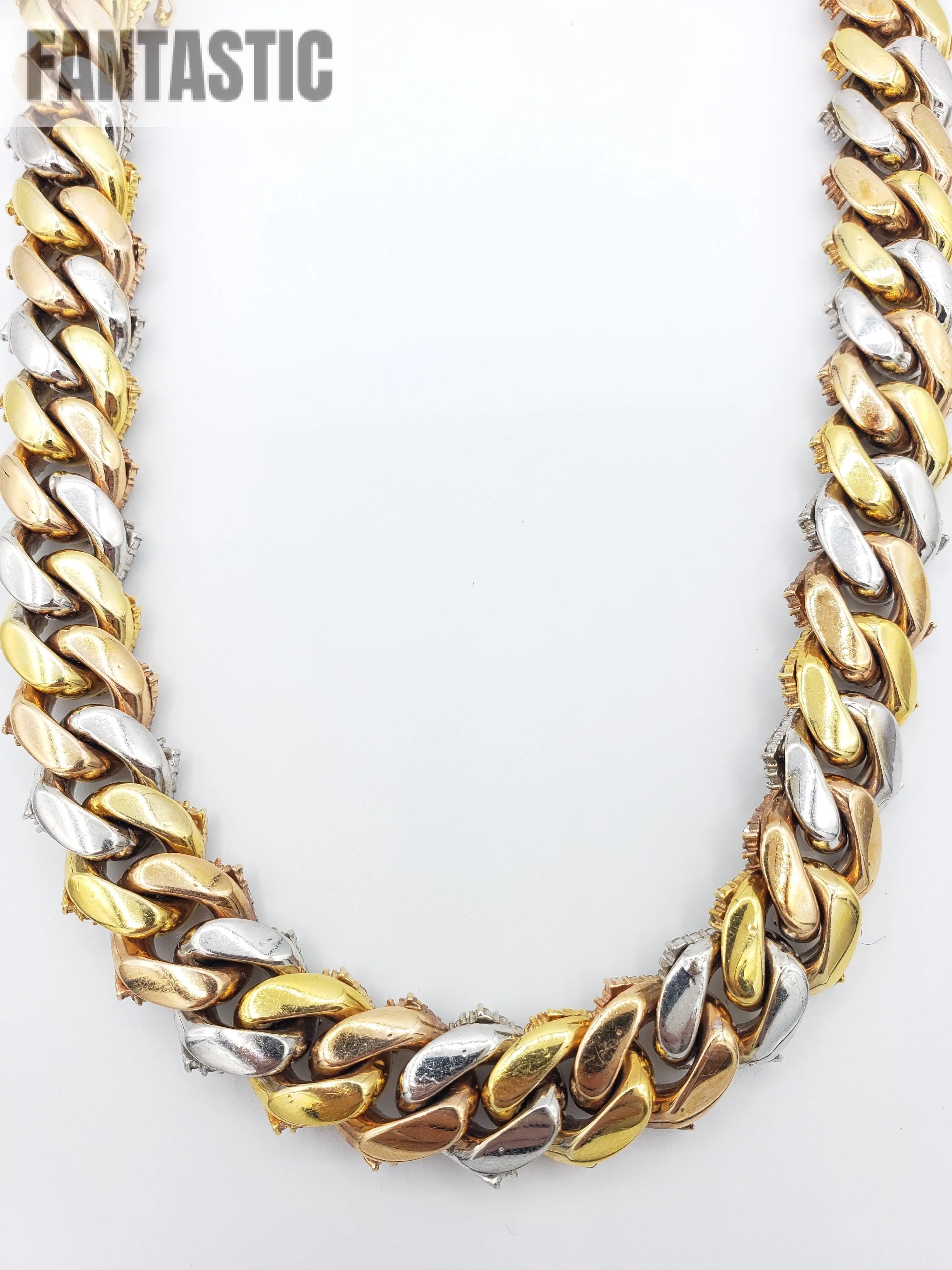 14K Gold- Diamond Miami Cuban Chain Tri-Color (331 Grams)